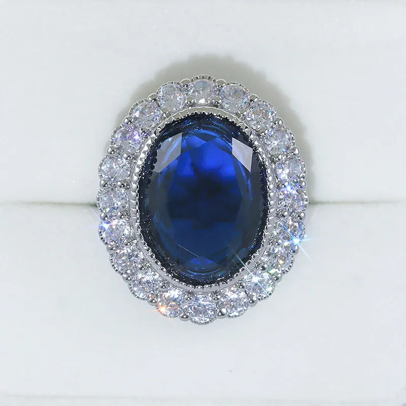 KissICON 9 New High Quality Blue Zircon Ring for Women's Big Shiny AAA Zircon Jewelry Party Ring Engagement Jewelry Wedding Ring for Women