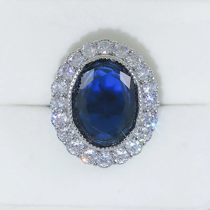 New High Quality Blue Zircon Ring for Women's Big Shiny AAA Zircon Jewelry Party Ring Engagement Jewelry Wedding Ring for Women