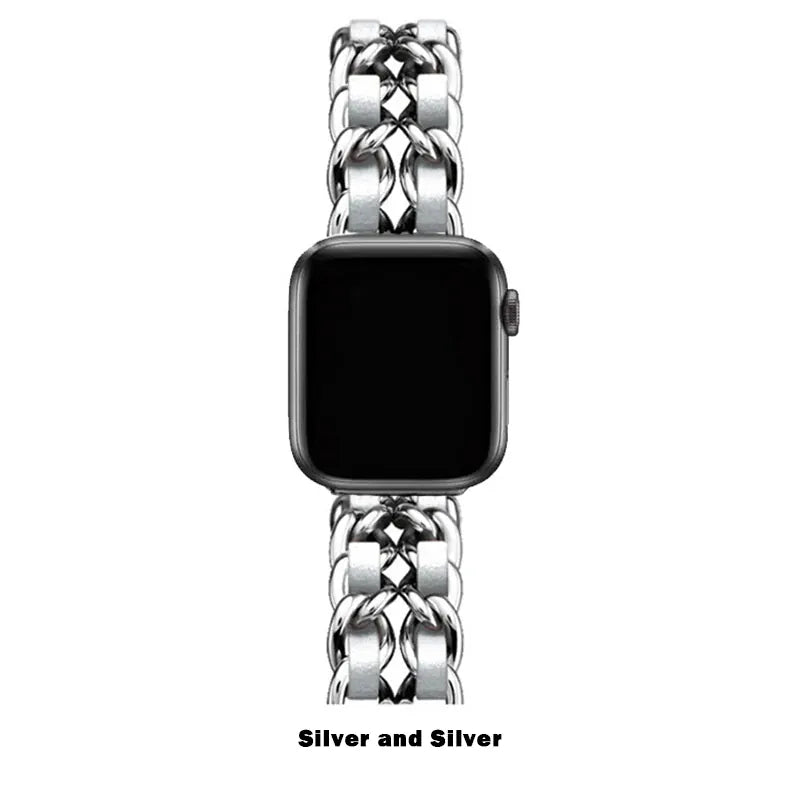 KissICON 9 Silver Silver / Series10-11 42mm Women Metal Strap for Apple Watch Band 10 9 8 Ultra 46mm 42mm 49mm 7 SE 6 5 41mm 45mm 44/40mm Lady Gold Steel Bracelet Wristband