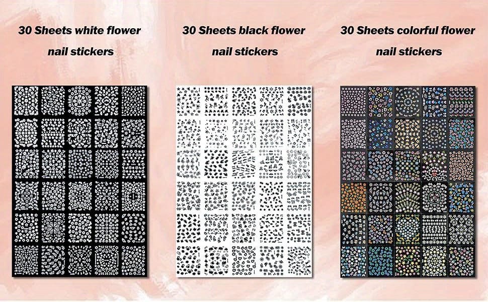 KissICON 90 Sheets KissIcon 4500pcs Flowers Nail Stickers Kit - Self
