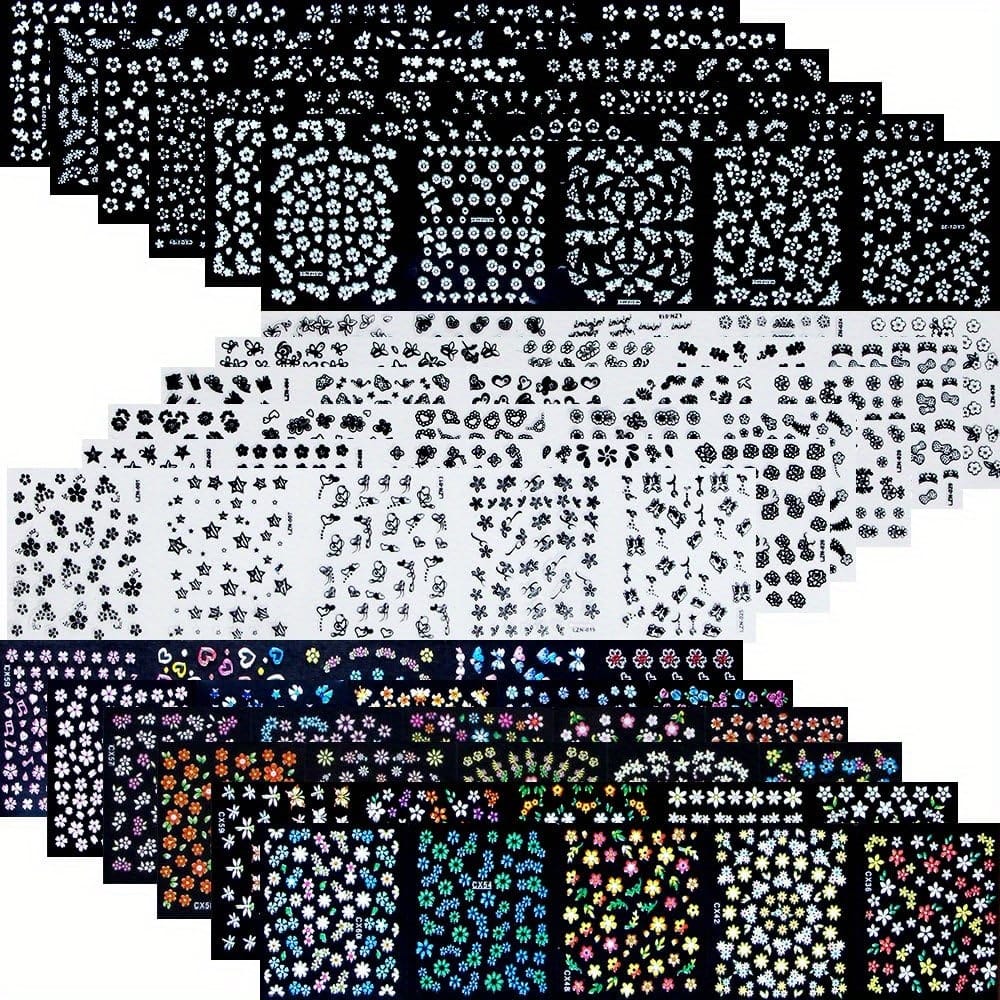 KissICON 90 Sheets KissIcon 4500pcs Flowers Nail Stickers Kit - Self