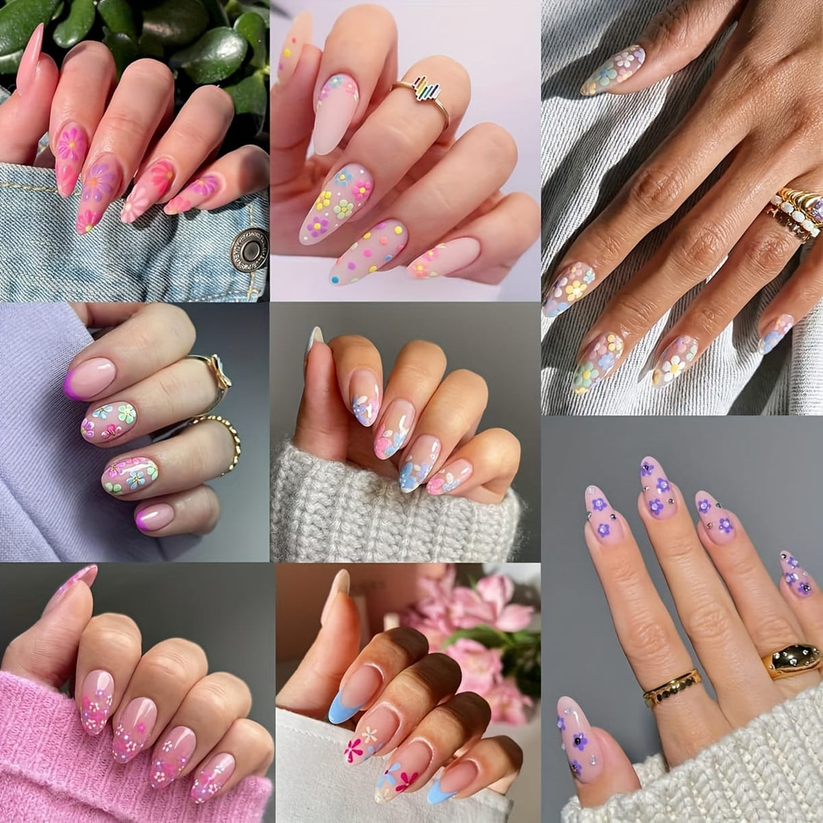 KissICON 90 Sheets KissIcon Floral Nail Stickers 4500Pcs - Self-Adhesive Glossy