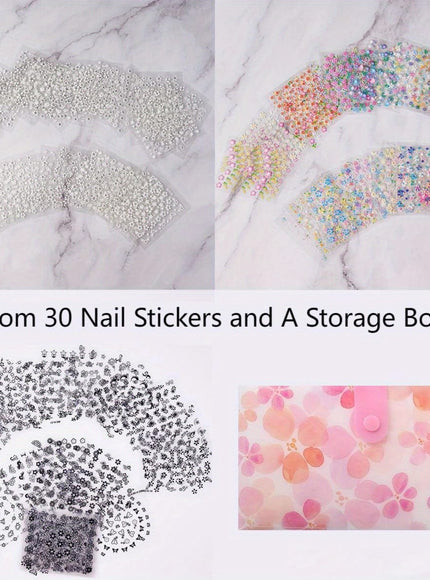 KissICON 90 Sheets KissIcon Floral Nail Stickers 4500Pcs - Self-Adhesive Glossy
