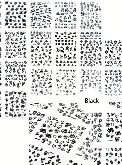 KissICON 90 Sheets KissIcon Floral Nail Stickers 4500Pcs - Self-Adhesive Glossy