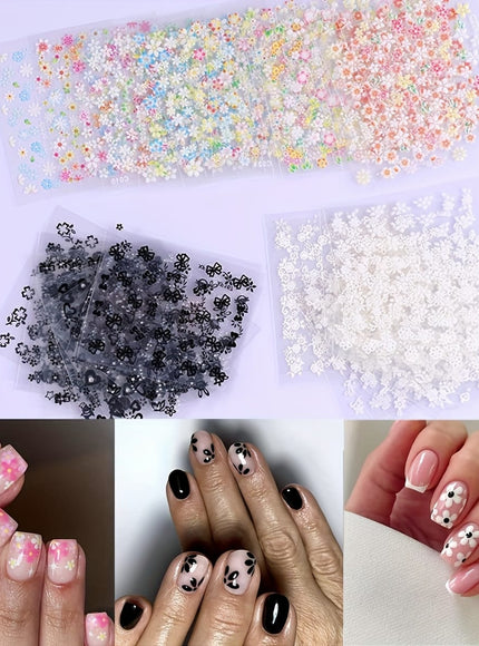 KissICON 90 Sheets KissIcon Floral Nail Stickers 4500Pcs - Self-Adhesive Glossy