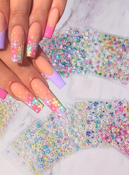 KissICON 90 Sheets KissIcon Floral Nail Stickers 4500Pcs - Self-Adhesive Glossy