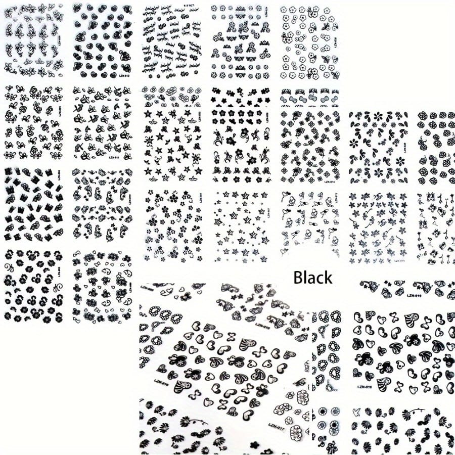 KissICON 90 Sheets KissIcon Floral Nail Stickers 4500Pcs - Self-Adhesive Glossy