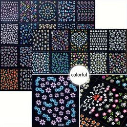 KissICON 90 Sheets KissIcon Floral Nail Stickers 4500Pcs - Self-Adhesive Glossy
