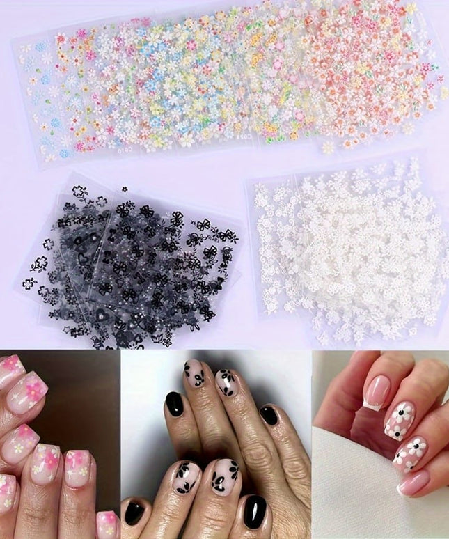 KissICON 90 Sheets KissIcon Floral Nail Stickers 4500Pcs - Self-Adhesive Glossy