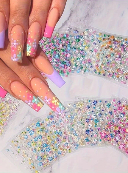 KissICON 90 Sheets KissIcon Floral Nail Stickers 4500Pcs - Self-Adhesive Glossy