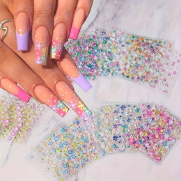 KissICON 90 Sheets KissIcon Floral Nail Stickers 4500Pcs - Self-Adhesive Glossy