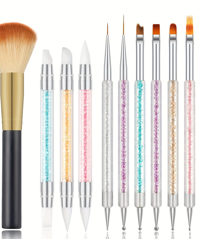 KissIcon 11Pcs Nail Art Brushes Set - Double