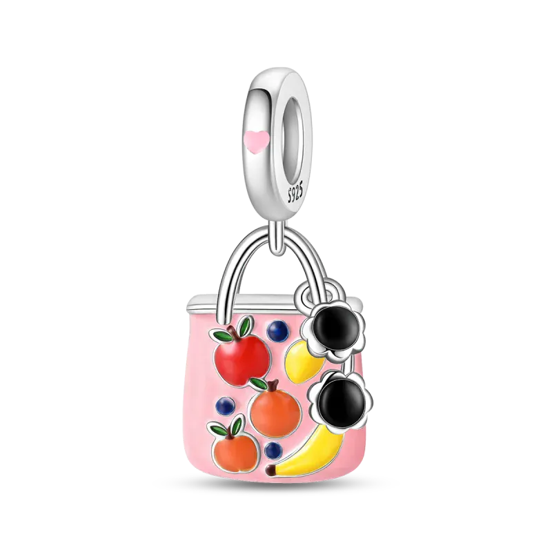 KissICON 925 Pure Summer Fruit Handbag Pendant Hanging Bead Suitable for Original Pandora Bracelet Women DIY Exquisite Gift