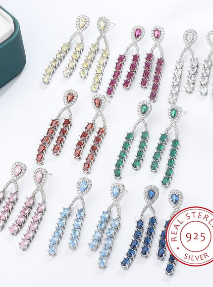 KissICON 💋 925 Silver Elegant Baroque Earrings Red Sapphire - Glow