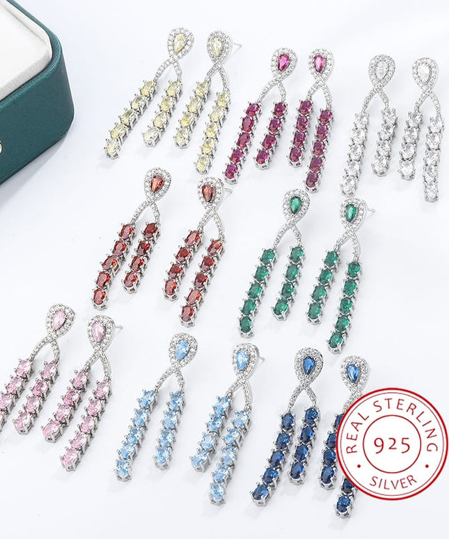 KissICON 💋 925 Silver Elegant Baroque Earrings Red Sapphire - Glow