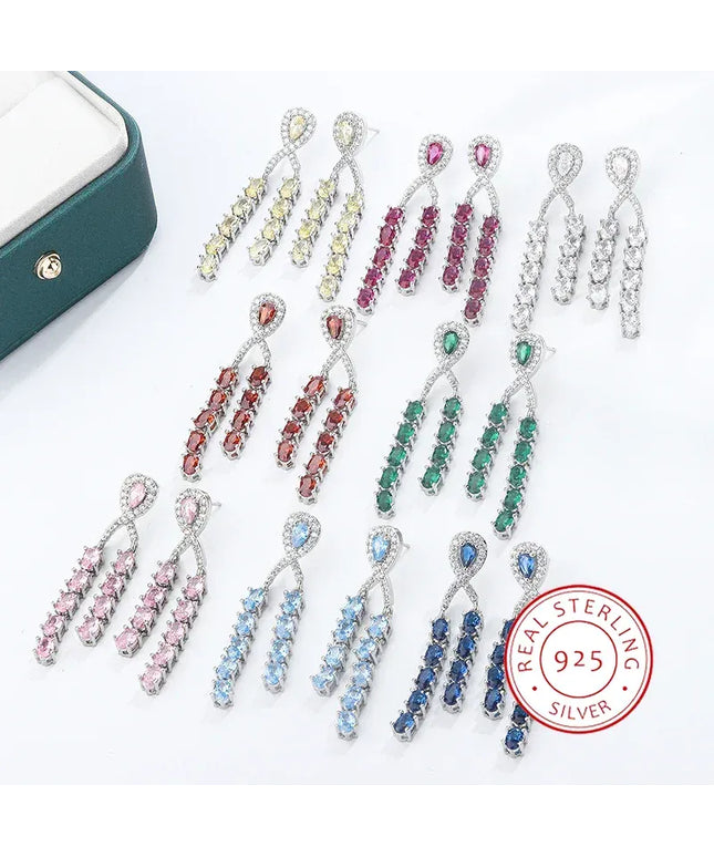 KissICON 💋 925 Silver Elegant Baroque Earrings Red Sapphire - Glow