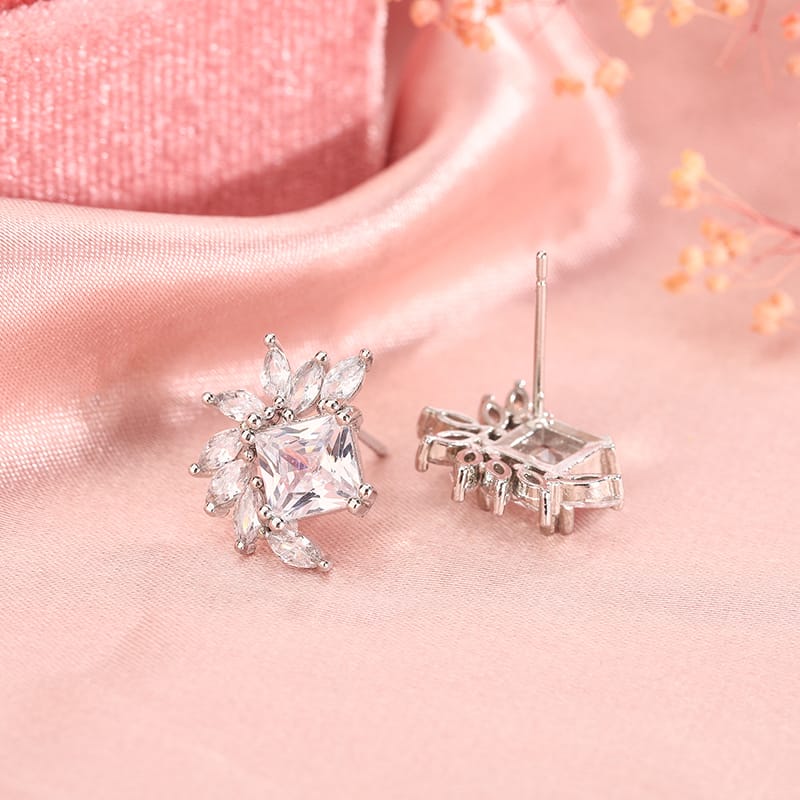 KissICON 925 Silver Fashion AAA Zircon Female Earrings Flower Temperament Earrings For Ladies Birthday Party Jewelry Gifts