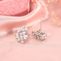 KissICON 925 Silver Fashion AAA Zircon Female Earrings Flower Temperament Earrings For Ladies Birthday Party Jewelry Gifts