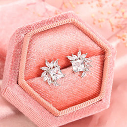 KissICON 925 Silver Fashion AAA Zircon Female Earrings Flower Temperament Earrings For Ladies Birthday Party Jewelry Gifts