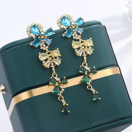 KissICON 💋 925 Silver Flowers Butterfly Earrings - Crystal Sparkle