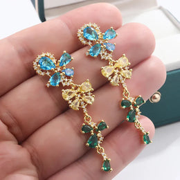 KissICON 💋 925 Silver Flowers Butterfly Earrings - Crystal Sparkle