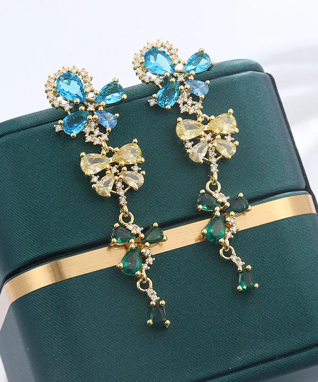 KissICON 💋 925 Silver Flowers Butterfly Earrings - Crystal Sparkle