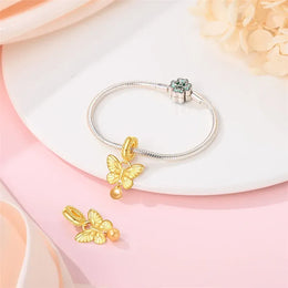KissICON 925 Silver Gemstone Universe Starry Sky Flower Gold Bead Pendant Suitable For Pan 925 Original Bracelet Diy Jewelry