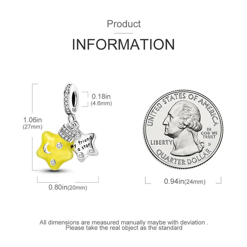 KissICON 925 Silver Gemstone Universe Starry Sky Flower Gold Bead Pendant Suitable For Pan 925 Original Bracelet Diy Jewelry