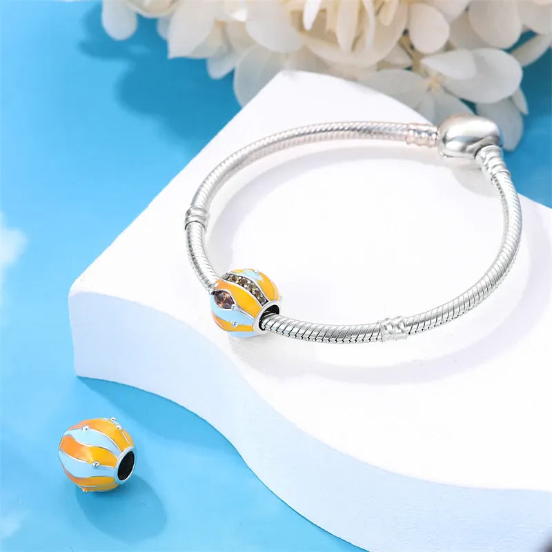 KissICON 925 Silver Gemstone Universe Starry Sky Flower Gold Bead Pendant Suitable For Pan 925 Original Bracelet Diy Jewelry