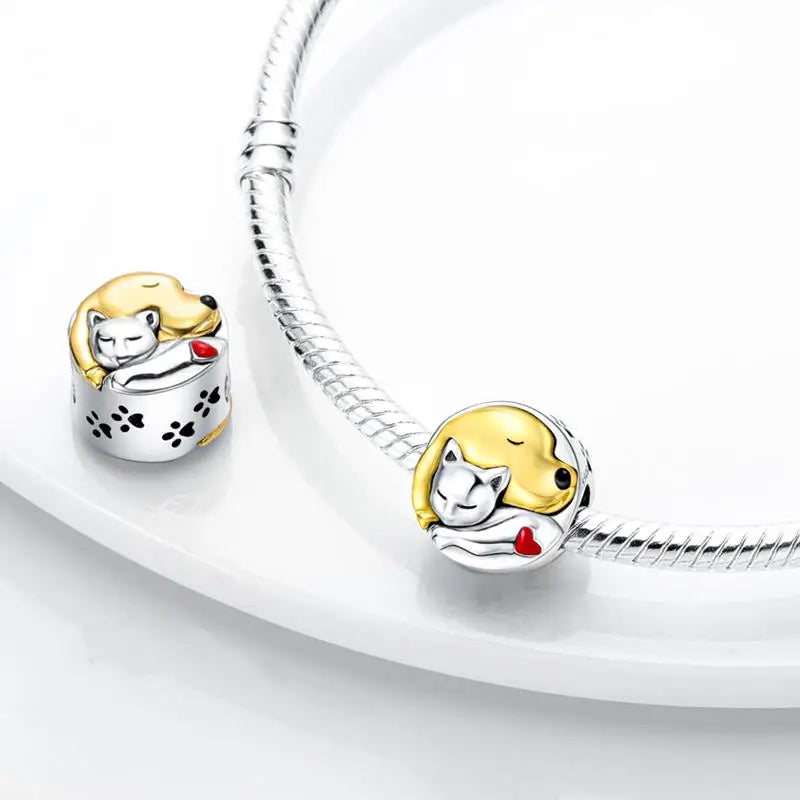 KissICON 925 Silver Gemstone Universe Starry Sky Flower Gold Bead Pendant Suitable For Pan 925 Original Bracelet Diy Jewelry