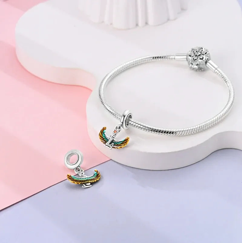 KissICON 925 Silver Gemstone Universe Starry Sky Flower Gold Bead Pendant Suitable For Pan 925 Original Bracelet Diy Jewelry