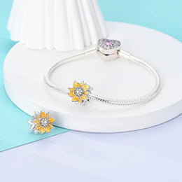 KissICON 925 Silver Gemstone Universe Starry Sky Flower Gold Bead Pendant Suitable For Pan 925 Original Bracelet Diy Jewelry