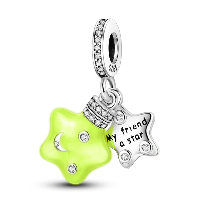 KissICON 925 Silver Gemstone Universe Starry Sky Flower Gold Bead Pendant Suitable For Pan 925 Original Bracelet Diy Jewelry
