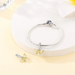 KissICON 925 Silver Gemstone Universe Starry Sky Flower Gold Bead Pendant Suitable For Pan 925 Original Bracelet Diy Jewelry