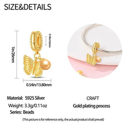 KissICON 925 Silver Gemstone Universe Starry Sky Flower Gold Bead Pendant Suitable For Pan 925 Original Bracelet Diy Jewelry