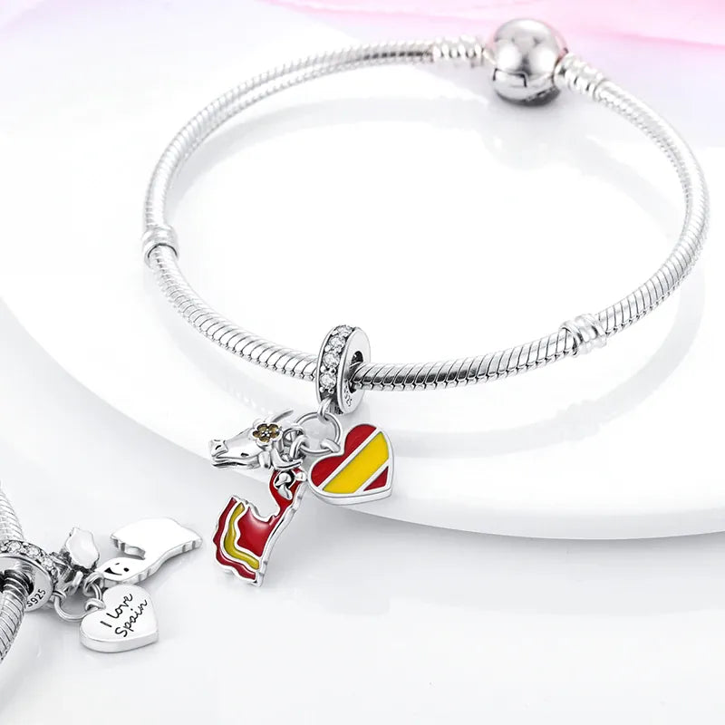 KissICON 925 Silver Gemstone Universe Starry Sky Flower Gold Bead Pendant Suitable For Pan 925 Original Bracelet Diy Jewelry
