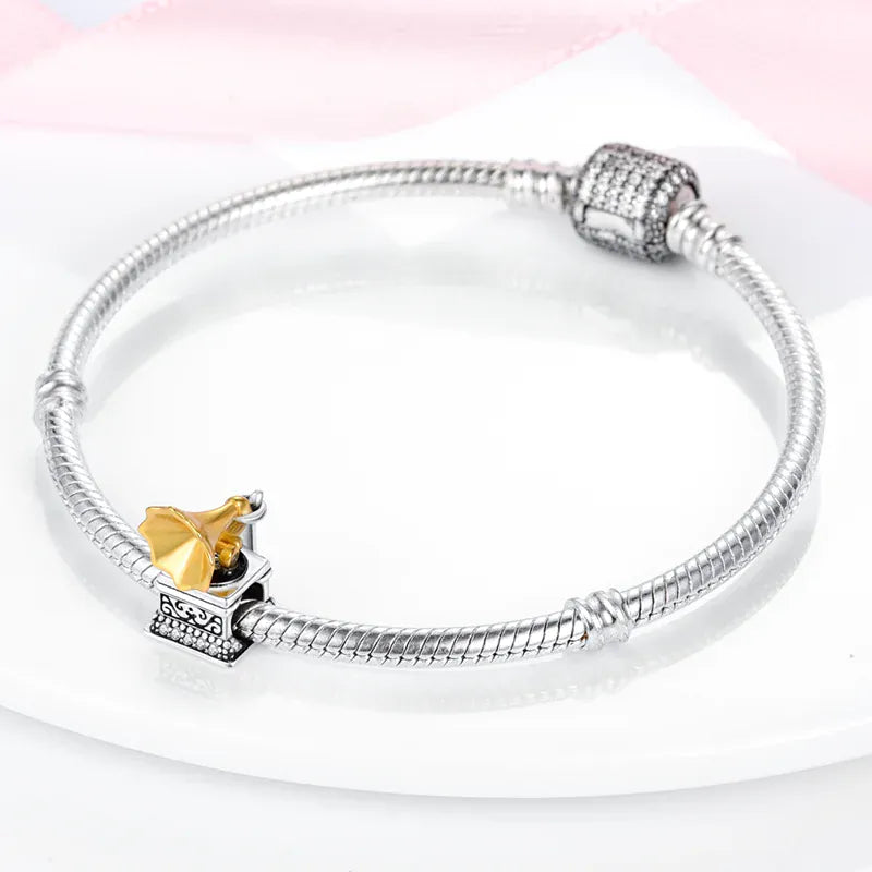 KissICON 925 Silver Gemstone Universe Starry Sky Flower Gold Bead Pendant Suitable For Pan 925 Original Bracelet Diy Jewelry