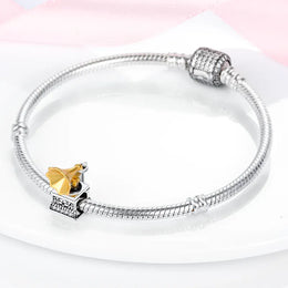 KissICON 925 Silver Gemstone Universe Starry Sky Flower Gold Bead Pendant Suitable For Pan 925 Original Bracelet Diy Jewelry