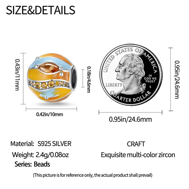 KissICON 925 Silver Gemstone Universe Starry Sky Flower Gold Bead Pendant Suitable For Pan 925 Original Bracelet Diy Jewelry