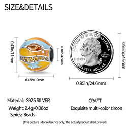 KissICON 925 Silver Gemstone Universe Starry Sky Flower Gold Bead Pendant Suitable For Pan 925 Original Bracelet Diy Jewelry