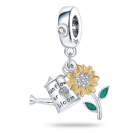 KissICON 925 Silver Gemstone Universe Starry Sky Flower Gold Bead Pendant Suitable For Pan 925 Original Bracelet Diy Jewelry