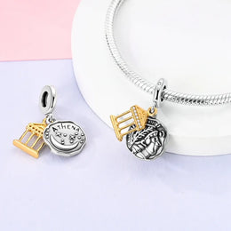 KissICON 925 Silver Gemstone Universe Starry Sky Flower Gold Bead Pendant Suitable For Pan 925 Original Bracelet Diy Jewelry