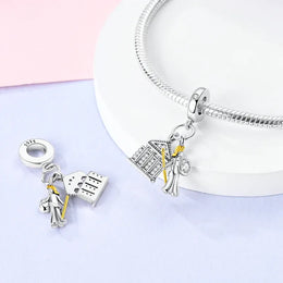 KissICON 925 Silver Gemstone Universe Starry Sky Flower Gold Bead Pendant Suitable For Pan 925 Original Bracelet Diy Jewelry