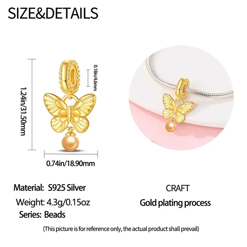 KissICON 925 Silver Gemstone Universe Starry Sky Flower Gold Bead Pendant Suitable For Pan 925 Original Bracelet Diy Jewelry