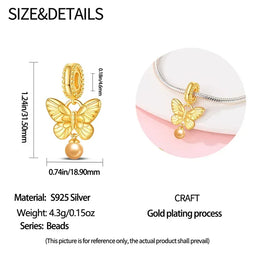 KissICON 925 Silver Gemstone Universe Starry Sky Flower Gold Bead Pendant Suitable For Pan 925 Original Bracelet Diy Jewelry
