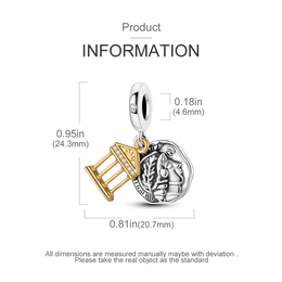 KissICON 925 Silver Gemstone Universe Starry Sky Flower Gold Bead Pendant Suitable For Pan 925 Original Bracelet Diy Jewelry