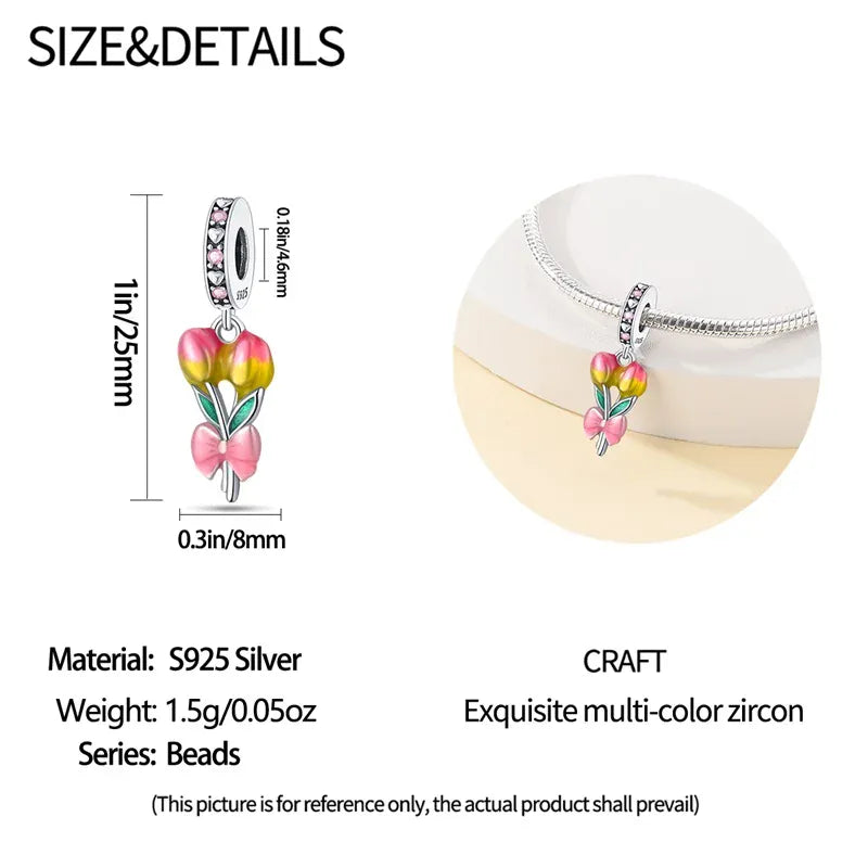 KissICON 925 Silver Gemstone Universe Starry Sky Flower Gold Bead Pendant Suitable For Pan 925 Original Bracelet Diy Jewelry