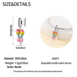 KissICON 925 Silver Gemstone Universe Starry Sky Flower Gold Bead Pendant Suitable For Pan 925 Original Bracelet Diy Jewelry