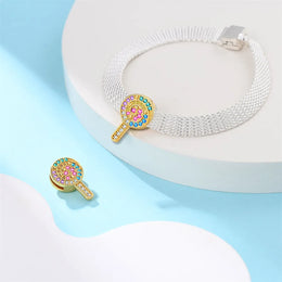 KissICON 925 Silver Gemstone Universe Starry Sky Flower Gold Bead Pendant Suitable For Pan 925 Original Bracelet Diy Jewelry