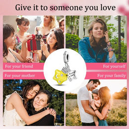 KissICON 925 Silver Gemstone Universe Starry Sky Flower Gold Bead Pendant Suitable For Pan 925 Original Bracelet Diy Jewelry